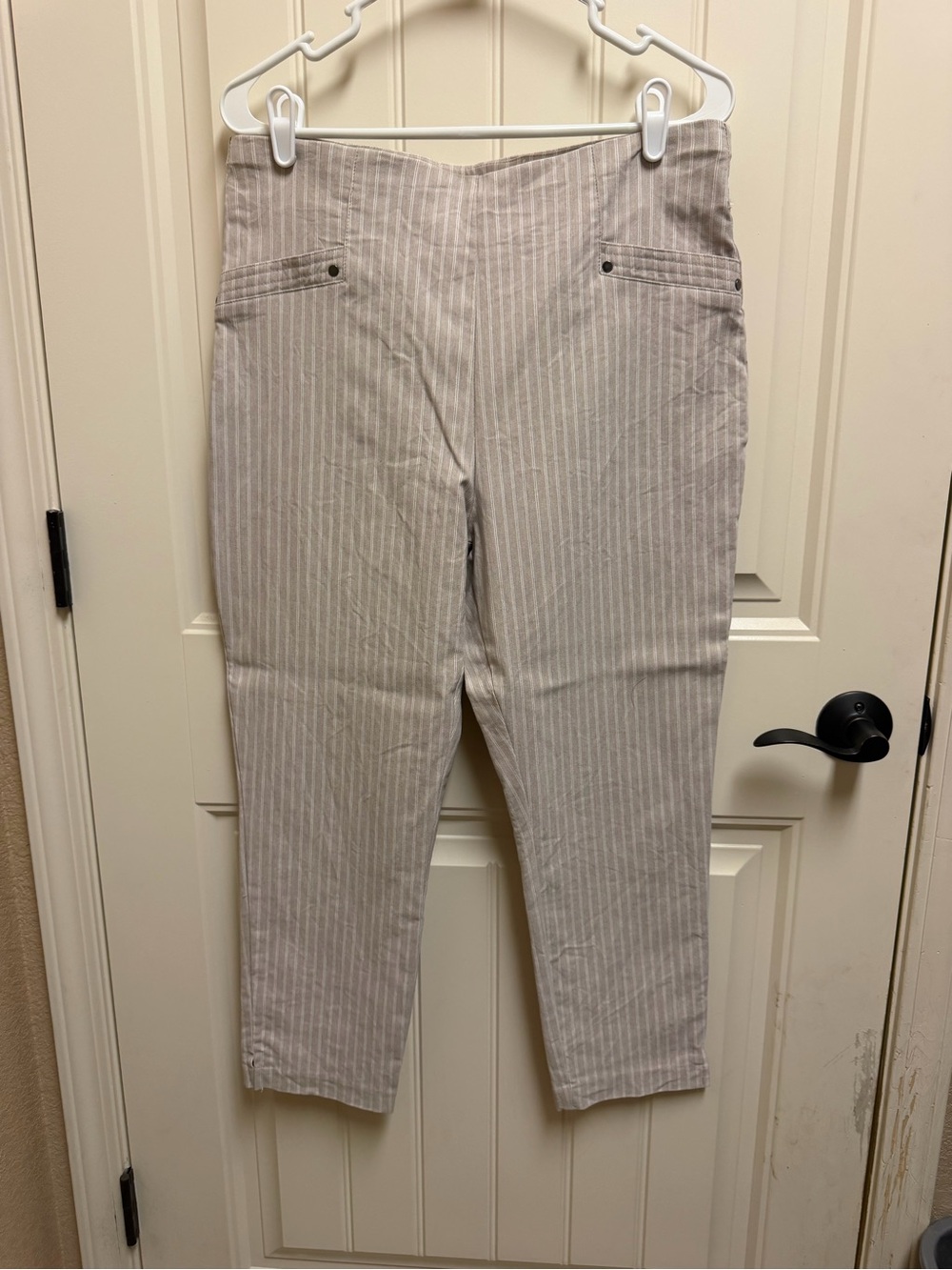 Maurices Beige Pinstripe Cropped Pants